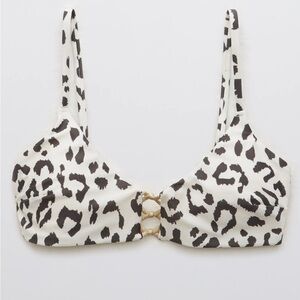 Aerie White & Black Leopard Print Bikini Top – Size XL – NWT